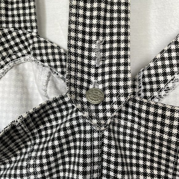 Vintage Denim Houndstooth Button Up Racer Back Boustier Top - Picture 5 of 8